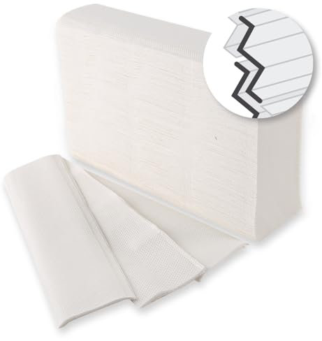 2000 Stück Papierhandtücher Kompakt, 2-lagig | Zellulose, Interfold, weiß, L: 20cm, B: 25cm, Papierhandtücher, Einmalhandtücher, Handtuchpapier, Einweghandtücher, Handpapier,Recyclingpapier