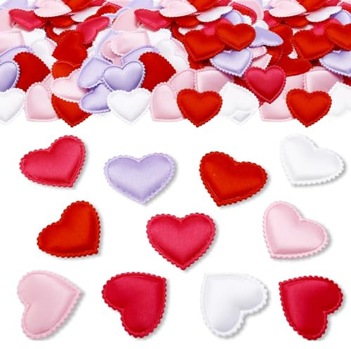 ParPix 100 Stück bunt Schwamm Konfetti, Groß 3,5cm, Streudeko für Hochzeit, Valentinstag und Geburtstag, Stoff Herzen