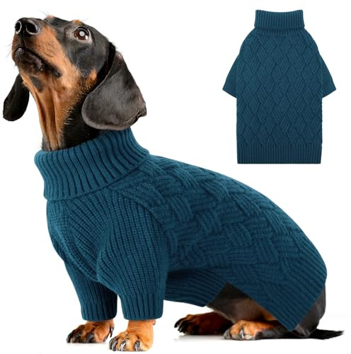 AOFITEE Hundepullover XS, Warme Katzenpullover Hunde Pullover Kleine Hunde | Rollkragen Hunde Welpen Pullover mit Beinen, Winter Dackel Weihnachten Hundepulli Sweater für Hunde Strickpullover Katzen