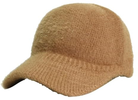 2025 Winter Gestrickte Plüsch Baseball Kappe Für Frauen Männer Mode Warme Trucker Hut Casual Zeitungsjunge Mütze Sonnenschutz Visier(Brown)