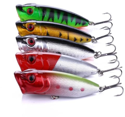 ARVALOLET 5 Stück Popper Angelköder 6,5 cm 11 g Wobbler Harter Köder Künstlicher Köder Karpfenangeln Zubehör Werkzeuge for Forellenbarsch