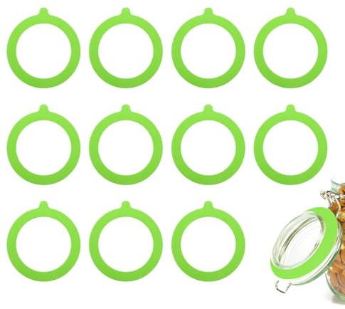 QUARKZMAN 12 Piezas de Junta de Silicona de Repuesto para Tarros de Cristal, 3.6 Pulgadas de Diámetro Exterior, Anillos de Sellado Hermético a Prueba de Fugas para Tarros de Cristal, Verde