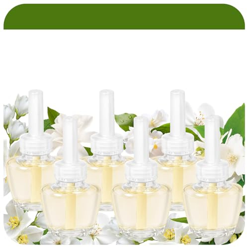 Scent-Hi Duftölflakon Set, 6x19ML Elektrischer Lufterfrischer | Jasmin Nachfüller für Duftstecker, Räume, Bäder, Schauraum Kompatibel mit Air-Wick/Glade