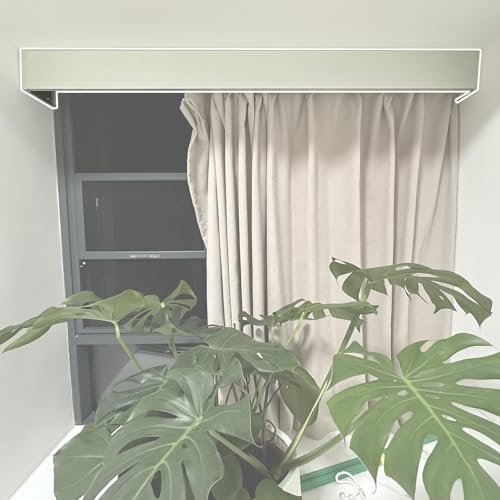Vorhangschiene Gardinenschiene Aluminium-Vorhangkasten-Schallwand 10 9 8 6 5 4 3 2 1 M, Gesims-Vorhangkasten-Schabracken für Fenster/hochbelastbarer, extra langer Vorhang-Paneelkasten, Fenster-(White,