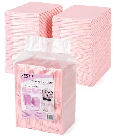 BESTIF Trainingspads für Hunde und Welpen auslaufsichere Trainingsunterlagen Haustiere Training Pads Set 100 Stück 6-lagig (100, 45 x 60 cm Rosa)