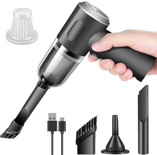 Aloka Olivia Yang Aspiradora de Mano de 8000 Pa, miniaspiradora para Coche 2 en 1, inalámbrica, portátil, Recargable por USB, Ideal para Ordenador, hogar, Coche, Oficina y sofá.