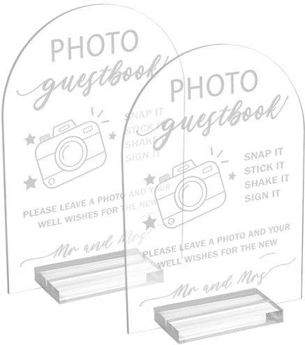 BENECREAT 2 carteles de boda acrílicos transparentes, 12,7 x 18,2 cm, modernos, para bodas, para la ceremonia de la boda
