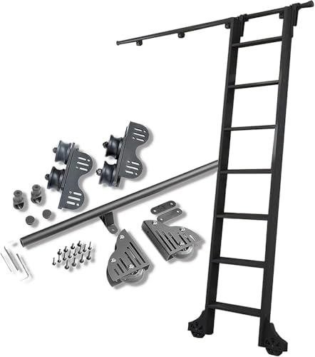 Scala retrattile per biblioteca, con ruote, mobile e retrattile, set di ferramenta (senza scala) (dimensioni: 500 cm)