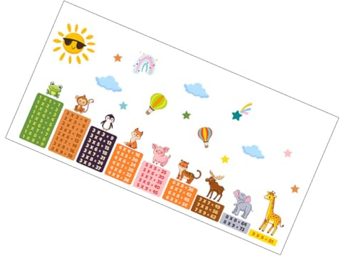 Sticker Mural de Table de Multiplication en Pvc, Décor Animal