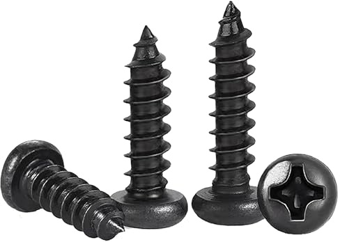 EBAIJQUO M5x50mm Phillips Pan Head Wood Screws Self-Tapping Black 304 Stainless Steel for Wood/sheet-metal/plasterboard Full Thread (25pcs)