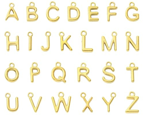 Ornazy 26 Stück Edelstahl-Buchstaben-Anhänger mit 1,2 mm Löchern, Metall-Alphabet-Anhänger für Schmuckherstellung, DIY Handwerk