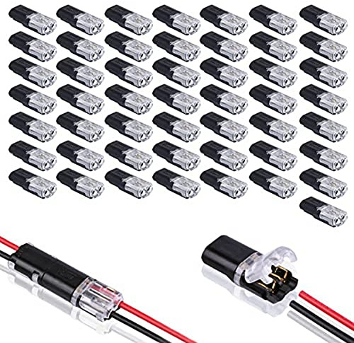 BOFRHME 50PCS Double-Wire Plug-in Connector with Locking Buckle,Pluggable Connectors 2 Pin 2 Way Universal Compact Wire Terminal