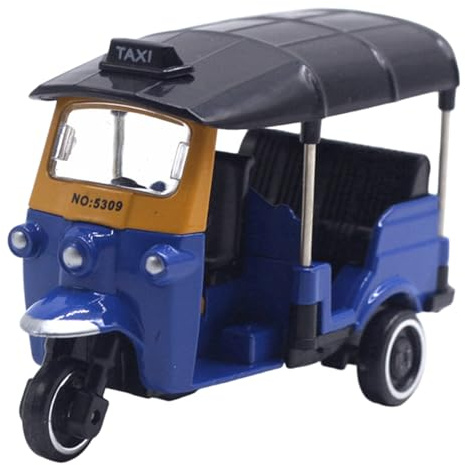 BeVistoso Triciclo para niños pequeños, Juguete de vehículo Tuk Tuk de aleación de simulación Vintage, Figuras Indias coleccionables para decoración y Regalos del hogar, Juguete para vehículos
