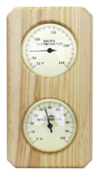 Holz-Sauna-Thermometer, Hygrometer, Doppelzifferblatt, 0-120 C, Wandmontage, für Dampfbad, Gewächshaus, Weinkeller