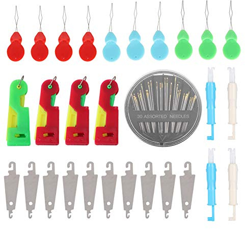 Phefop Automatisk Nålträdare Hand Automatisk Nålträdare med Mässingstråd Handträdare 2-pack för Pyssel i Svagt Ljus Kalebasshandtag Enkla Nålbyten för Broderi DIY