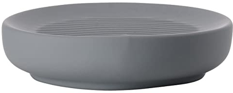 Zone Denmark Ume Seifenschale, Seifenhalter, Seifenablage fürs Waschbecken, Steinzeug mit Soft Touch-Beschichtung, Durchm. 12 cm, Grau