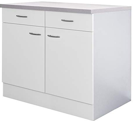 Flex-Well Küchenschrank UNNA - Unterschrank - 2-türig, 2 Schubladen - Breite 80 cm - Weiß