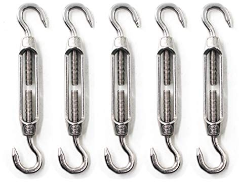 Tenditore M6 in acciaio inox 304, morsetto con doppio gancio per funi metalliche - Confezione da 5