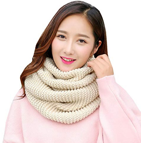 YONKOUNY Schal Damen Winter Warme Weich Schlauchschal Einfarbig Strick Loop Schal Halswärmer Rundschal Nackenwärmer