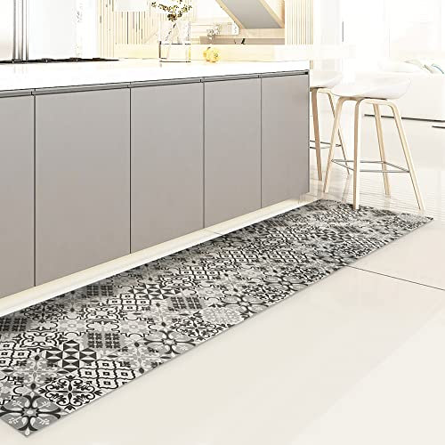CREARREDA Alfombra de Cocina de Vinilo Antideslizante y Lavable, 100% Made in Italy, 240x50cm