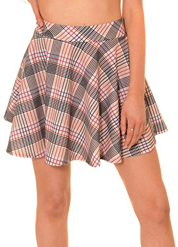 Tartan Skater-kjol för kvinnor enkel pläd A-linje stretchig utsvängd mini blommig kjol flera färger designer plus size kurva 8-22