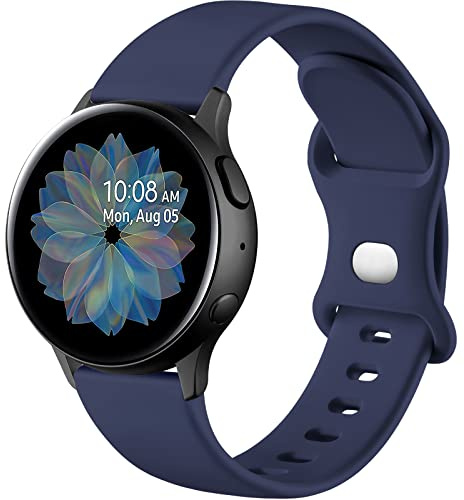 Mastten Silikonarmband, kompatibelt med Samsung Galaxy Watch Active 2 40 mm/44 mm, 20 mm sportband med dubbla hål för Galaxy Watch 4/Watch 4 Classic/Watch3 41 mm/Watch 42 mm, L, mörkblå