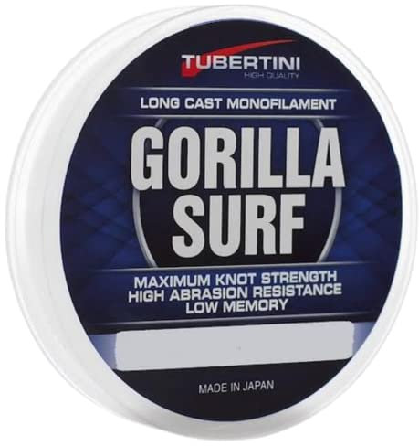 Tubertini monofilo Gorilla Surf specifico per la Pesca a Surf Casting, con Trattamento Esterno ULV 300 mt. (Ø 0,240 mm.)