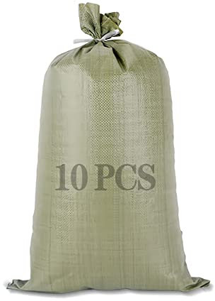 QINGJIE 10 x Sacs de Sable en polypropylène tissé Vert Non remplis pour la défense Contre Les inondations. Anti-UV et imputrescible(Size:50 x 80cm/19.7 W x 31.5 H,Color:Vert)