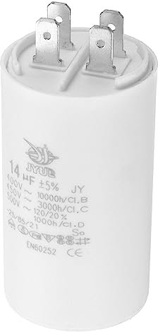 PATIKIL CBB60 14uf Funcionamiento Condensador, CA 450V 4 Pines 50/60Hz Doble Inserción Cilindro Inferior para Aire Acondicionado,Agua Bomba,Ventilador Motor Estrella 72 x 40mm