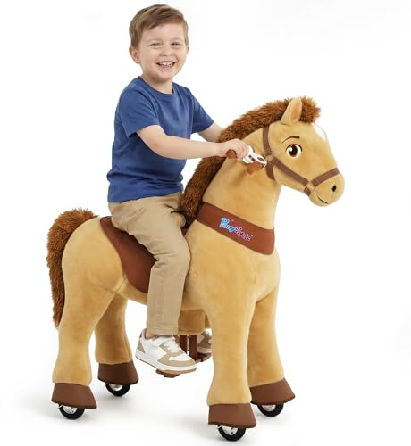 PonyCycle Essenziale Modello E Cavallo Cavalcabile con Ruote Pony Giocattolo Cavalcabile (con Freno/Taglia 4 per 4-7 Anni) Peluche Giocattolo Da Passeggio Cavallo Marrone Chiaro - E436