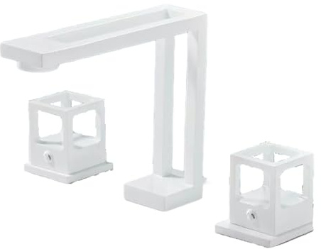 Grifo para lavabo, grifo para lavabo de cobre, grifo para lavabo de agua caliente y fría, juego de tres piezas dividido, grifo para mueble de baño de 3 orificios en blanco y negro, dorado esmeril