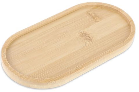 ZEYIYER Bandeja pequeña de madera, bandeja de madera de acacia de 6.6 x 3.4 pulgadas, plato de madera natural, plato de cocina para baño, platos ovalados para fiestas, cenas, frutas, alimentos, café,