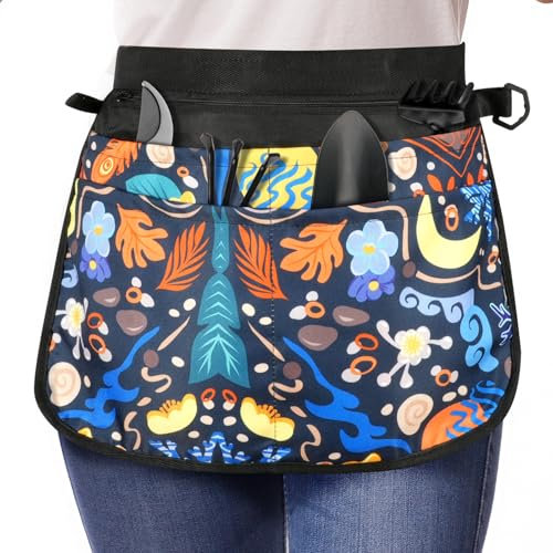 Alaoo Grembiuli, Grembiule corto regolabile, Grembiule da giardino con lacci in vita, Grembiule da giardinaggio con 3 tasche, Adatto per cucina, ristorante, bar, giardino, pittura