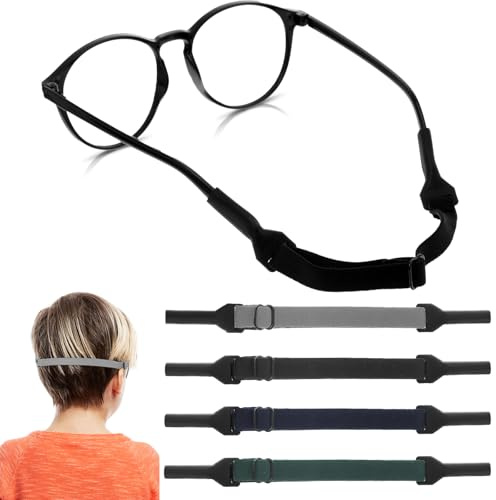 Ouligay Lot de 4 cordons à lunettes pour enfants - Réglables - Antidérapants - Multicolores - Pour le sport, la lecture et la protection