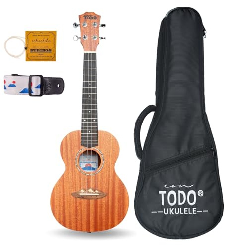 TODO MT. FUJI Ukulele for Adults,Kids,Beginners - Solid Mahogany Top Ukulele with Carbon Strings, Bag, Strap (Massive Mahogany, Tenor)