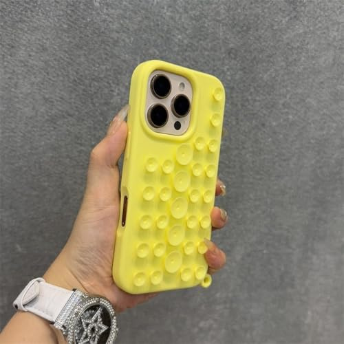 LYWZDZQ Suction Cup Case for iPhone 15 14 13 16 Pro Max 16Pro Liquid Silicone Soft Wrist Strap Lanyard Phone Cover,Yellow DanKe,for iPhone 13