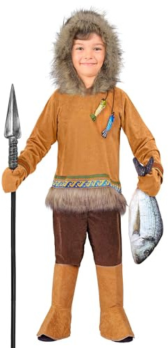 W WIDMANN MILANO Party Fashion - Costume d'Inuit pour enfants, haut à capuche, pantalon, gants et couvre-bottes pour le carnaval
