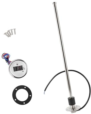 A ABSOPRO Sensor de Nivel de Combustible con Medidor de Combustible para Coche Barco Marino Camión Caravanas Metal Tono Plateado Blanco, 0-190 ohm 500mm Reemplazo artículo