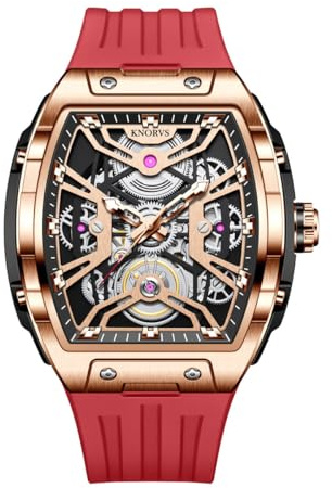 singmay Herr Tourbillon automatisk mekanisk klocka – rostfritt stål silverfodral, skeletturtavla, silikonrem, 30 m vattentålig, Roséguld, Klassisk