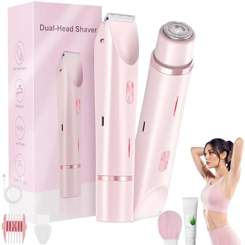 Vendyle 2-In-1 Damen Körperrasierer, Vendyle Rasierer Damen Elektrisch, Painless Electric Razors, Schmerzfrei, Ohne Schnittwunden Oder Hautreizungen — Für Bikinizone, Beine Und Achseln (Rosa)
