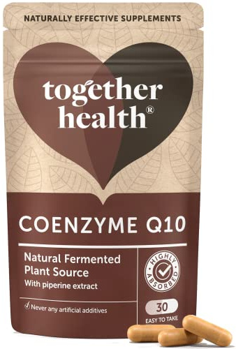 Coenzym Q10 Kapseln von Together Health – Ubiquinol Co10 – Natürlich fermentiert – Coenzym Q10 hochdosiert mit 95% Piperin – 30 vegane VegeCaps