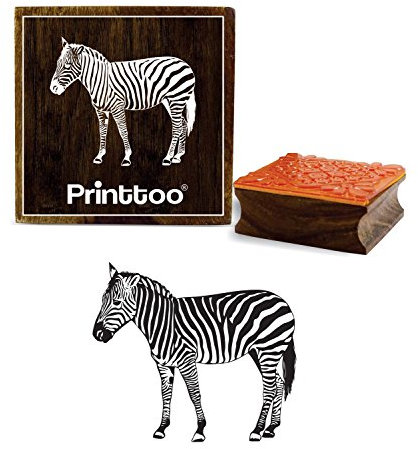 Printtoo Holz Quadrat Stempel Zebra Muster Craft Textile Briefmarken Schrott-Buchung-3 x 3 Zoll