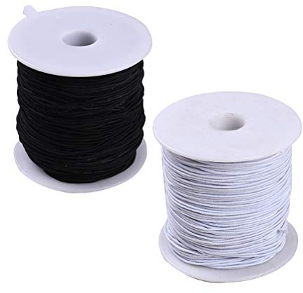 DIY Perlen Faden Schnur Elastische Seil für Armband Halskette DIY Schmuckherstellung 2 Stücke 0,8 mm (Schwarz und Weiß)