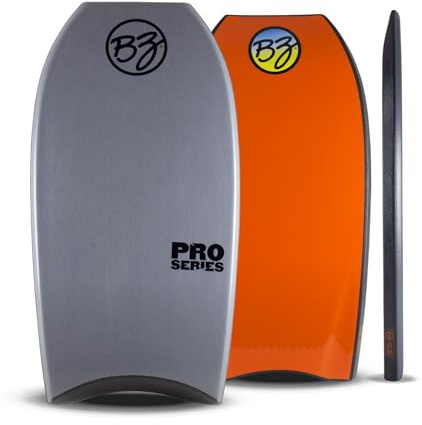 BZ Bodyboards Pro Series 42 Inch (Grey) Zero-G Polypro Core, Surlyn Slick, 8LB H-Cell Deck, Crescent Tail, Graphic Slick, for Men, Women, Kids Durable, Surfing Waves Ocean Summer Fun Beach Water