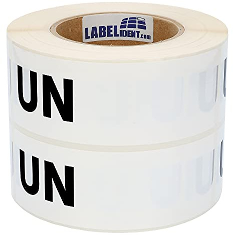 Labelident Gefahrgutaufkleber 150 x 50 mm - Gefahrgutetiketten UN zum Selbstbeschriften - 1.000 Etiketten auf 1 Rollen, PE-Folie (Polyethylen) weiß-schwarz