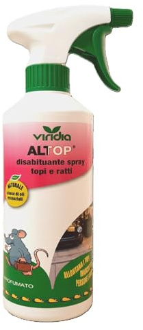 viridia ALTOP Topi e Ratti Disabituante Spray 500 ml | Repellente a base di Mix di Oli Essenziali di Origine Naturale