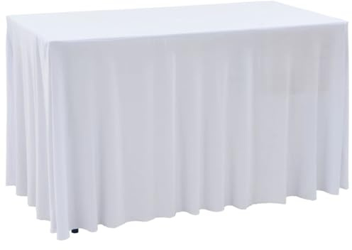 vidaXL 2 Stück Stretch-Tischdecken mit Rand Weiß 120 x 60,5 x 74 cm