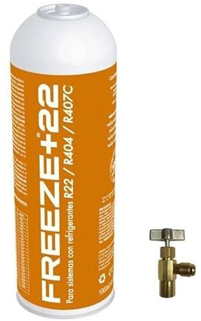 REPORSHOP Gas Refrigerante Orgánico Freeze para Recarga de Aire Acondicionado Coche con Válvula - Sustituto para Sistemas con Gas R22, R404 y R407C - Kit Gas Aire Acondicionado Coche Ecológico