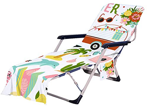 Strandtücher 3D Flamingo Pflanze Wassermelone Ananas Kaktus Blumen Feder Motiv Strandkorb-Handtuch mit Seitentaschen,für Sonnenliege, Pool, Hotel,Garten75 × 210 cm (Farbe 6,75 × 210 cm)