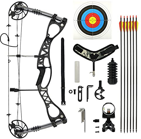 Komplett-Set Drake Pathfinder Complete Compoundbogen - Rechtshand inkl. Visier, Pfeilauflage, Dämpfer, Zielscheibenauflage, Release, 6 Carbonpfeilen